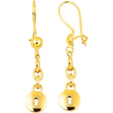 Bilezikci Halkalı Kilit Sallantılı 22 Ayar Altın Küpe