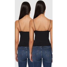 Enteks Triko Kadın  Ip Askılı 2'li Örme Bluz Paketi E25T0017T