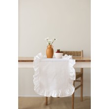Wellstil Rufle | Fırfırlı Keten Beyaz Runner 40 X 110