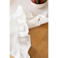 Wellstil Rufle | Fırfırlı Keten Beyaz Runner 40 X 110