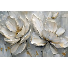 Aden Dekoratif Beyaz Çiçek Kanvas Tablo