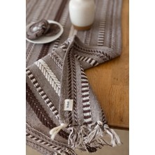 Wellstil Neula | %100 Pamuk Koyu Kahve Örme Runner 40 X 110 Cm