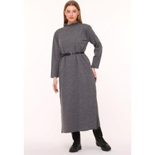 23311 Triko Sosis Yaka Basic Elbise Antrasit