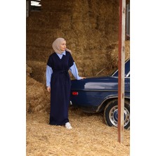 24001 Kadın Gömlek Garnili Triko Elbise Lacivert