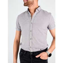 Coonless Erkek Gri Kısa Kol Gömlek