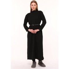 23311 Triko Sosis Yaka Basic Elbise Siyah