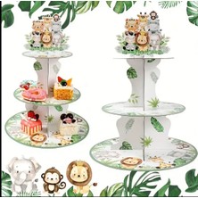Didosh Party House Safari Temalı 3 Katlı Karton Cupcake & Ikram Stand