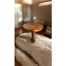 Wood Wooden Ahşap Tekli Mantar Yan Sehpa Modern Açık Ceviz Renk Fiskos