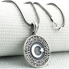 Göktürk Alfabesi Yazılı 925 Ayar Ayyıldız Gümüş Kolye