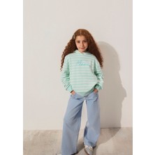 Mavi Mavi Logo Baskılı Çizgili Yeşil Sweatshirt 7S10100-89148