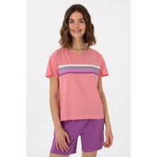 U.S. Polo Assn. Kadın Pembe Bisiklet Yaka Tişört 50308639-VR041