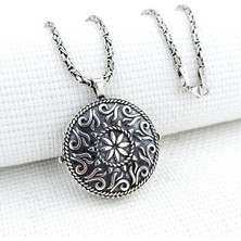 Yuvarlak 925 Ayar Cevşen Muska Kabı Kolye