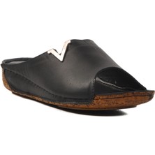 Siyah Hakiki Deri Kadın Terlik 002 Z