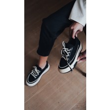 Marjin Kadın Sneaker Spor Ayakkabı Keten Kumaş Bağcıklı Hesna
