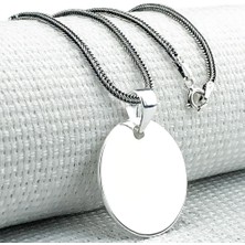 Yuvarlak Düz Parlak 925 Ayar Küçük Boy Gümüş Kolye