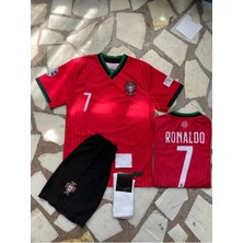 Portekiz Milli Takım 24-25 Sezon C.ronaldo Çocuk Forması 4 Lü Set Corap-Bıleklık Hedıye