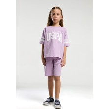 U.S. Polo Assn.  Kız Çocuk Mor Bermuda Takım