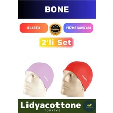 Premium Elastik Yüzme Şapkası Su Geçirmez Silikon Yüzücü Havuz Deniz Bonesi 2'li Set