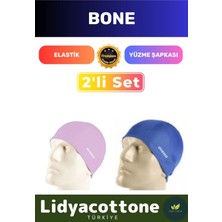 Premium Elastik Yüzme Şapkası Su Geçirmez Silikon Yüzücü Havuz Deniz Bonesi 2'li Set