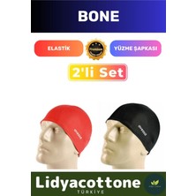 Premium Elastik Yüzme Şapkası Su Geçirmez Silikon Yüzücü Havuz Deniz Bonesi 2'li Set