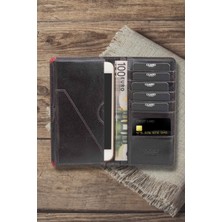 Derije  Deri Telefon Girişli Kırmızı Unisex Portföy Cüzdan (T410)