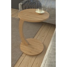 Limnizza Tekerlekli Yuvarlak C Sehpa  Koltuk Yanı Laptop Masası Modern Zigon Yan Sehpa Salon Ofis