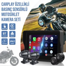 Idragon® MT10 Motosiklet Carplay Android Ios Arka Ön Kamera Lastik Basınç Sensörlü Araç Kamerası