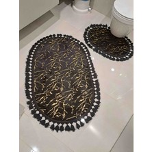 Hayat Life Varaklı Bambu Saçaklı Peluş 2 Li Klozet Takımı Ölçüleri 60×100_40 x 60