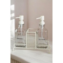 Metal Standlı 2’li Cam Sabunluk Seti Ikili Sabunluk Set Standlı Sabunluk Bej