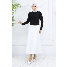 Balıkçı Yaka Düğme Detaylı Bluz 71267-04 Siyah