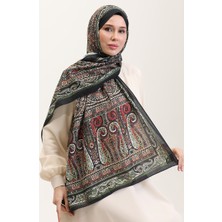 Etnik Desenli Soft Şal 90188-03 Siyah Yeşil
