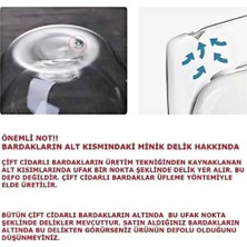 Rosemor 2'li Çiçekli Bardak Kulplu  Isıya Dayanıklı Borosilikat Çift Çidarlı Flower  Kahve Sunum Bardağı
