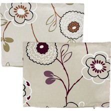 Ham  Keten  Çiçekli  52X37  Kırlent  Kılıfı