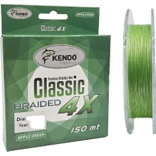 Kendo Classic 4x 150m Örgü İp Misina 0,14mm Kalınlık 6,4kg Çekeri Apple Green Renk