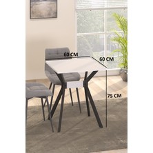 Ventora Yemek Masası Beyaz Renk Metal Ayaklı Mutfak Masası Yemek Masası Masa