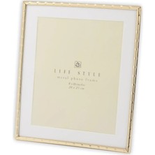 Benim Evim Dekoratif Hediyelik Gold Çizgili Çerçeve 20X25CM Şık Metal Sade Değerli Anı 1 Adet