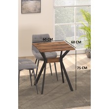 Ventora Yemek Masası Ceviz Renk Metal Ayaklı Mutfak Masası Yemek Masası Masa