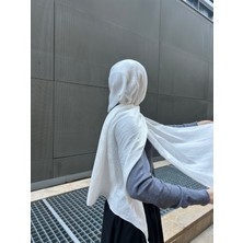 Taş Desen Pamuklu Jakar Şal-Beyaz