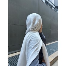 Taş Desen Pamuklu Jakar Şal-Beyaz