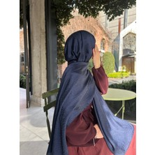 Taş Desen Pamuklu Jakar Şal-Kot Mavi