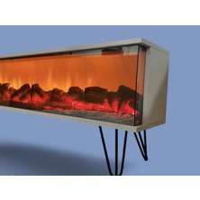 Tv Sehpası Full Şömineli Kumandalı Bluetooth Stereo Ses 6 Modlu Ünite Mdf Metal Ayak