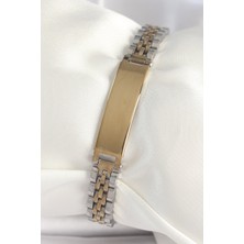 316L Çelik Gold Gümüş Renk Kalın Zincir Künye Model Erkek Bileklik