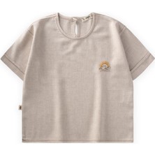 Güneş Nakışlı Keten Bluz 2-7 Yaş Naturel