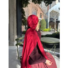 Taş Desen Pamuklu Jakar Şal-Bordo