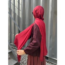 Taş Desen Pamuklu Jakar Şal-Bordo