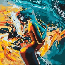 Kanvas Ateş Su ve Tutku Sayılarla Boyama Seti  Rulo