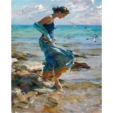 Kanvas Denizdeki Ayaklar Sayılarla Boyama Seti Rulo