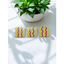Taraftar Renkli El Yapımı Taş Dekoratif Bardak Altlığı 3"lü Set Renkli Stone Coasters