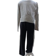 Fancy Kids Antalya Kız Çocuk Alt Üst Takım – Çizgili Bluz & Şeritli Tayt | Siyah-Krem