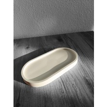 Esepix Dekoratif Oval Beton Tabak Sunumluk Biblo Takı Tabağı, Saksılık,tütsülük,mumluk